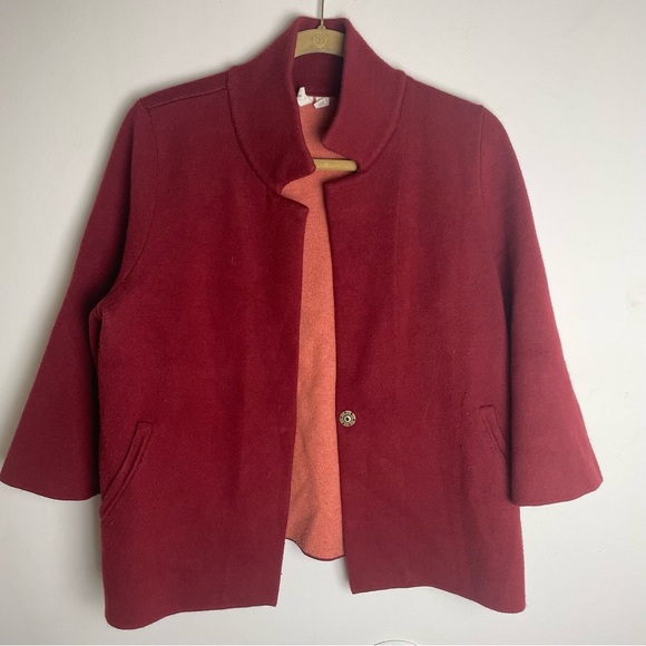 Anthropologie By Moth Deep Red One Button Cardigan Sweater - Picture 1 of 8